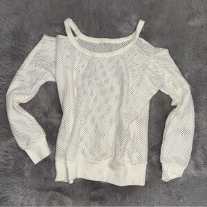 White Mesh Off-Shoulder shirt